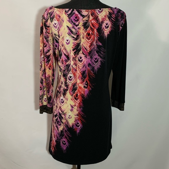 Style & Co Peacock black print dress - Picture 5 of 6